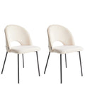 Set of 2 Dining Chairs COVELO Fabric Light Beige