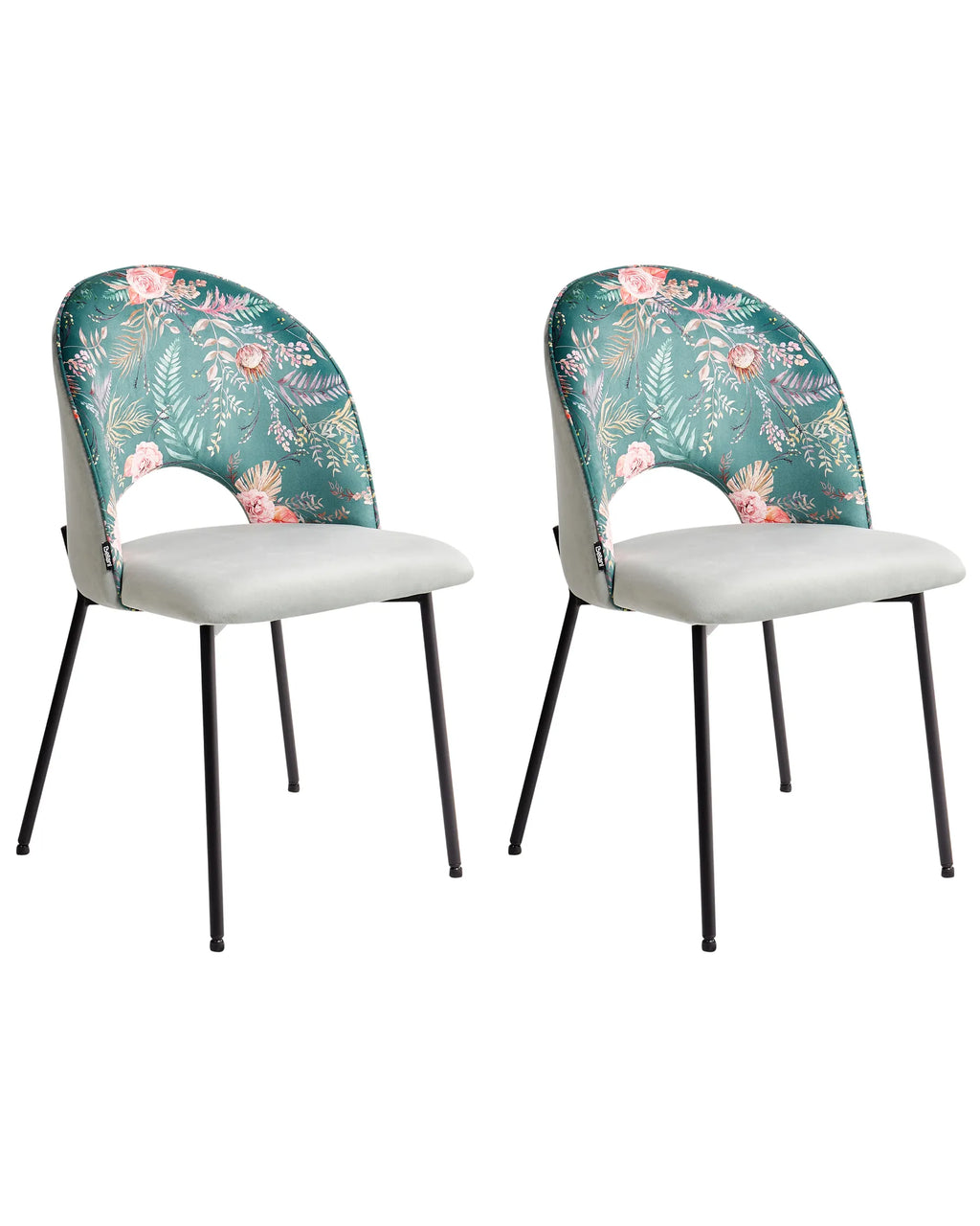 Set of 2 Dining Chairs COVELO Velvet Mint Green