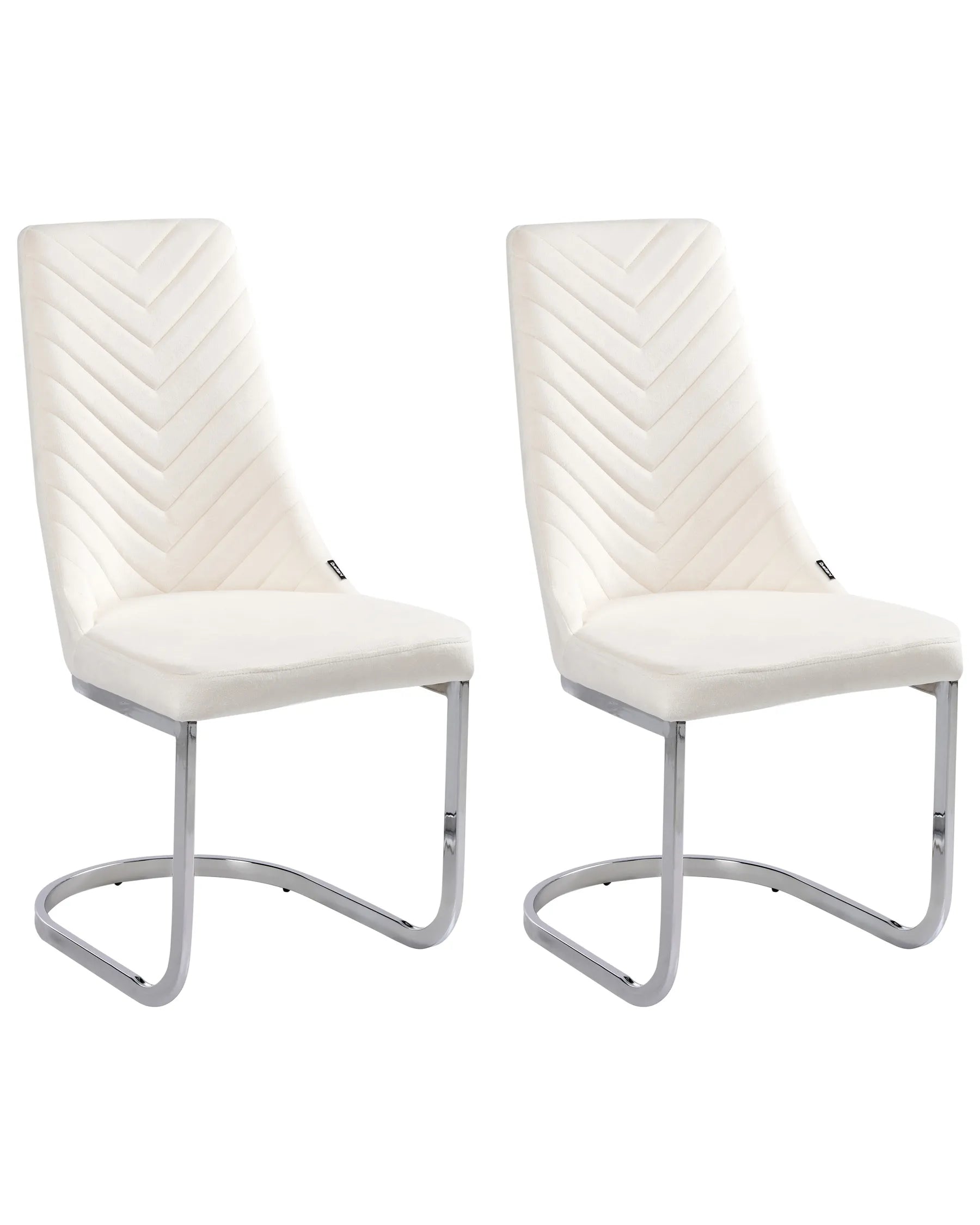 Set of 2 Dining Chairs ALTOONA Velvet Off-White