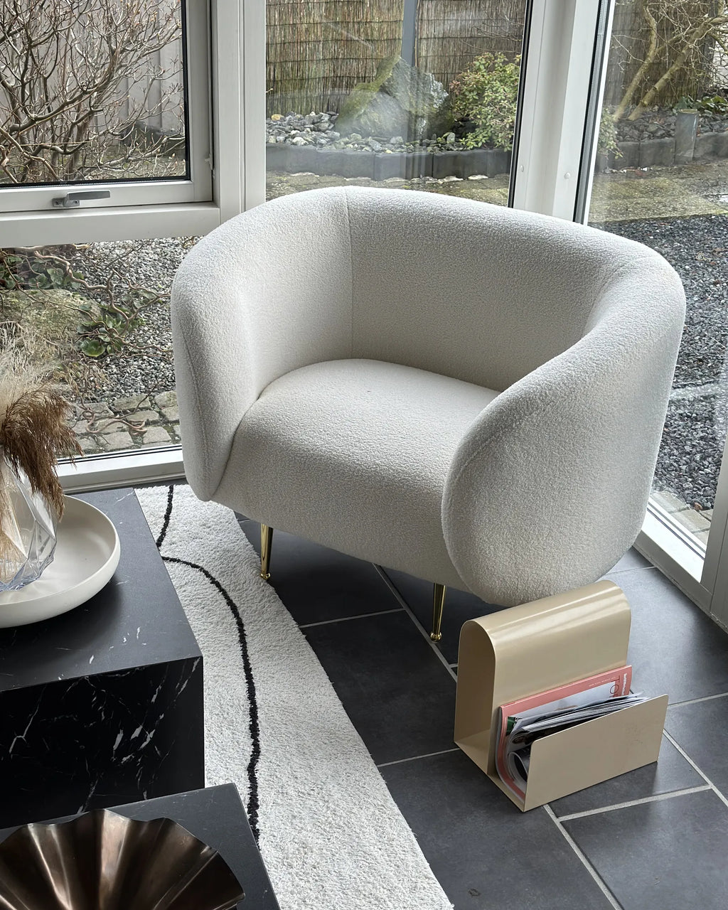 Armchair LOEN Boucle White