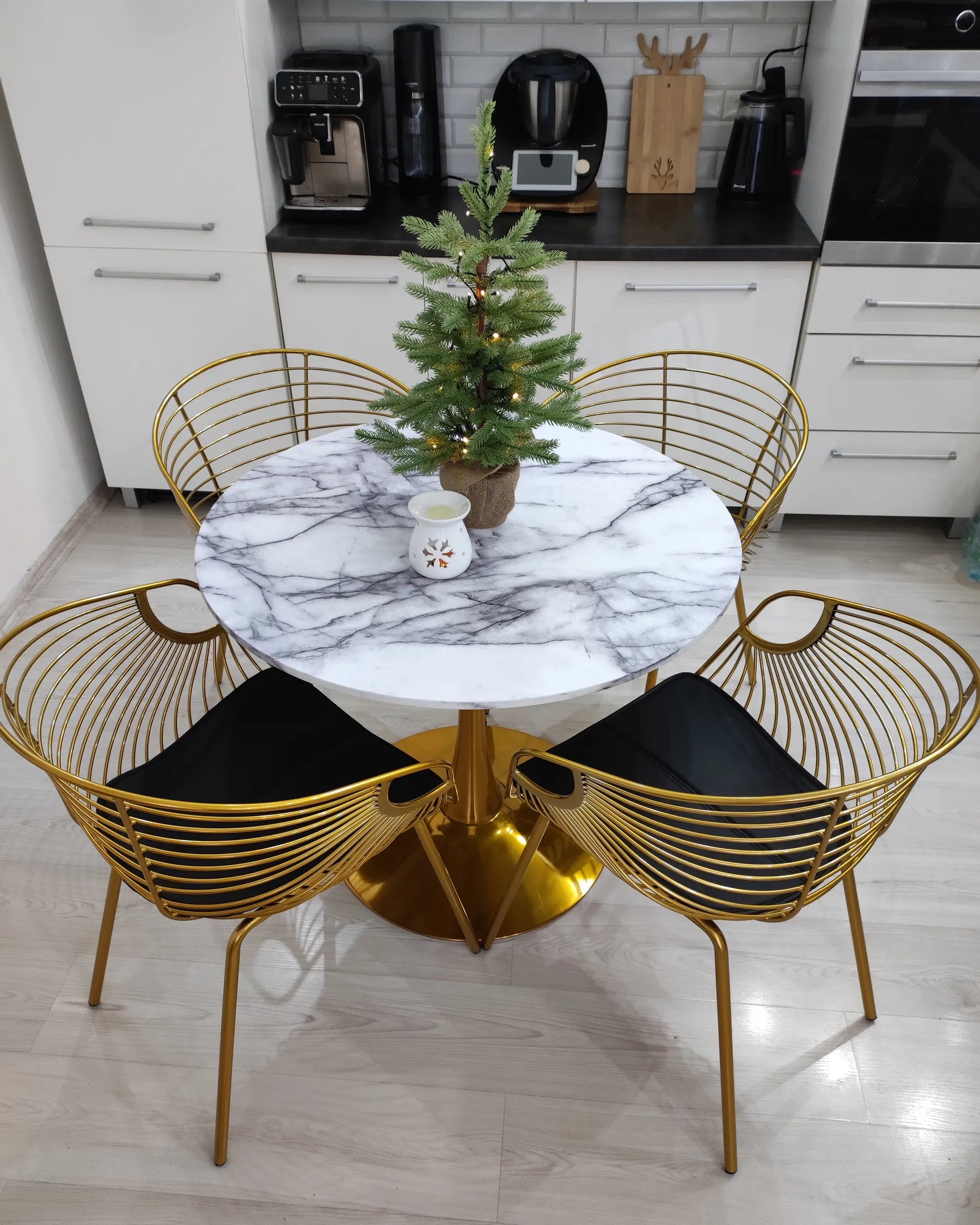 Set of 2 Dining Chairs HOBACK Metal Gold