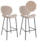 Set of 2 Bar Chairs LUANA Boucle Light Beige