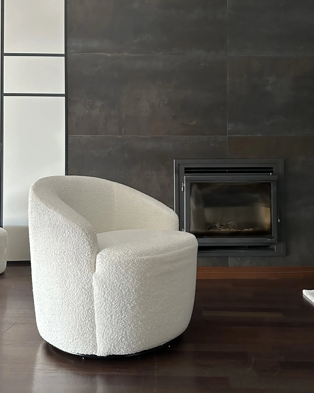 Swivel Armchair DAVIK Boucle Off-White