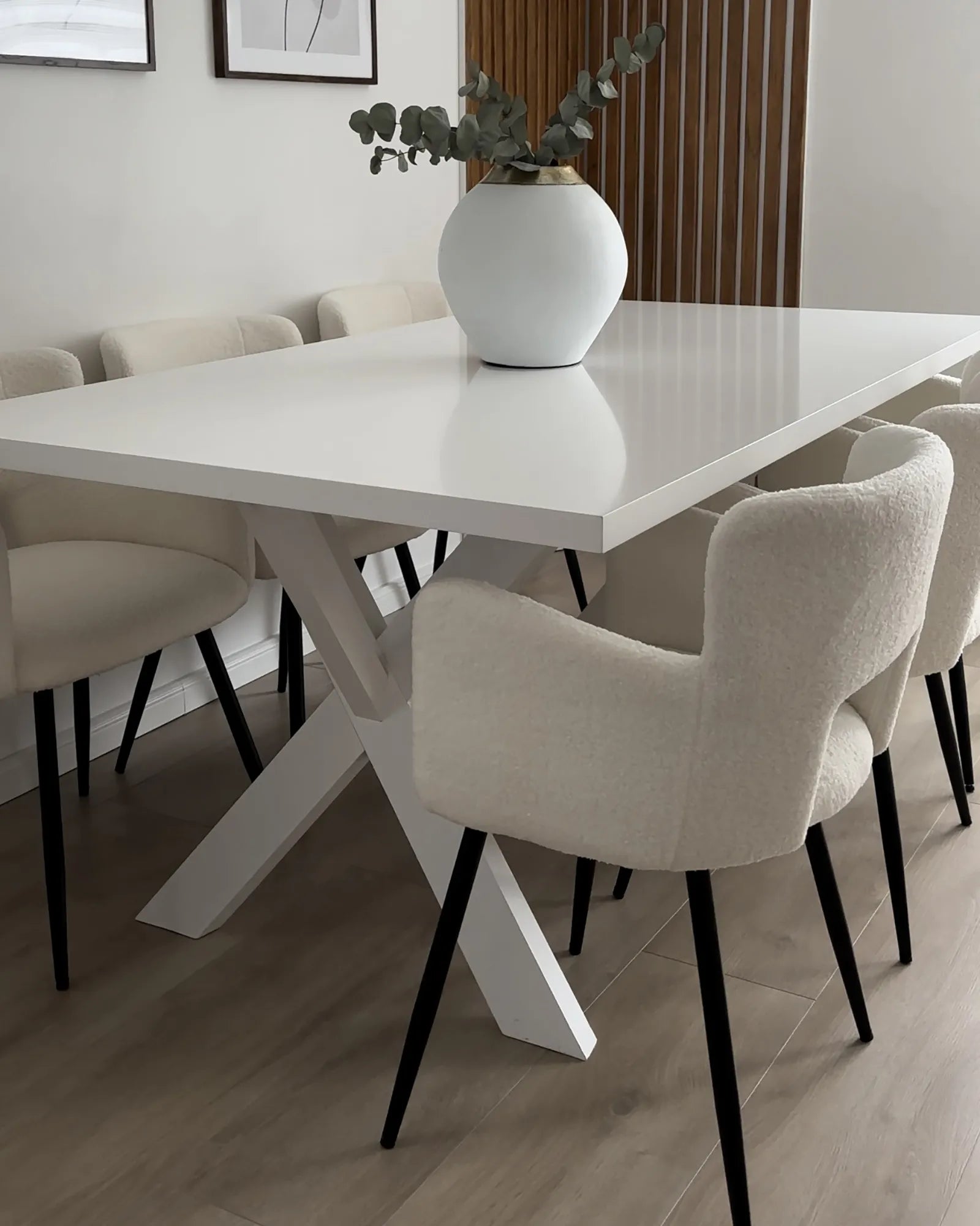 Set of 2 Dining Chairs SANILAC Boucle White