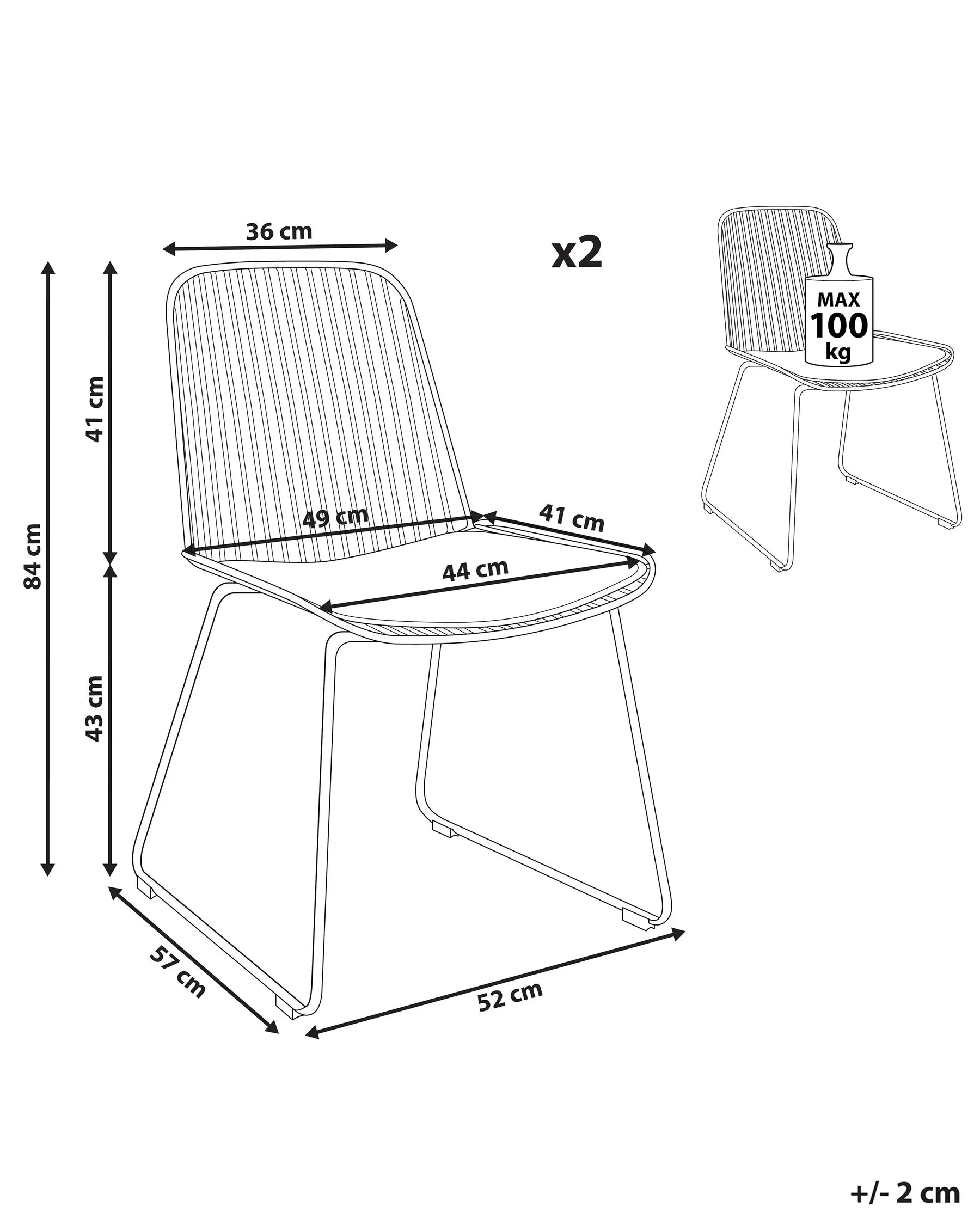 Set of 2 Dining Chairs PENSACOLA Metal Black