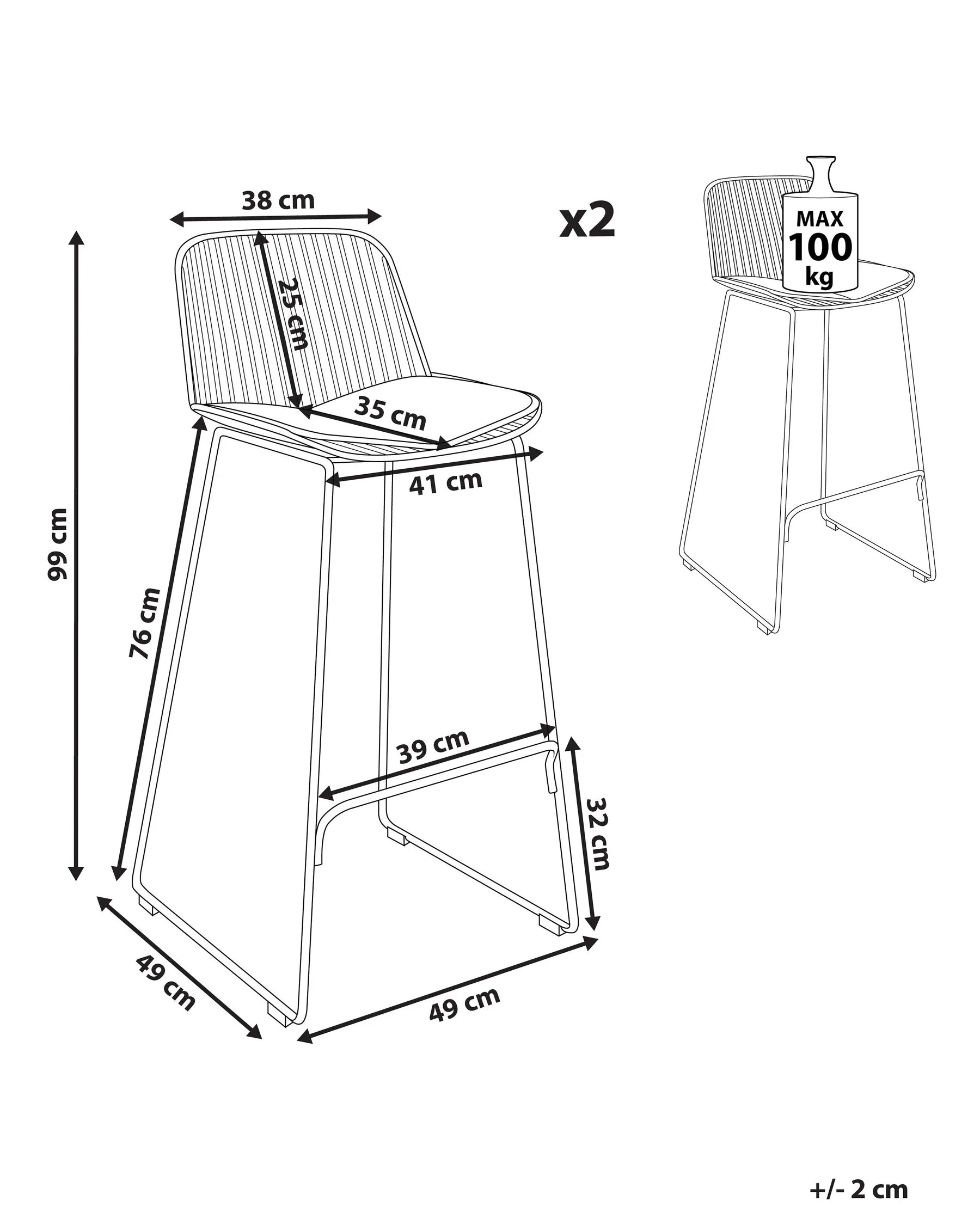Set of 2 Bar Chairs PENSACOLA Metal Black