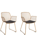 Set of 2 Dining Chairs APPLETON Metal Gold