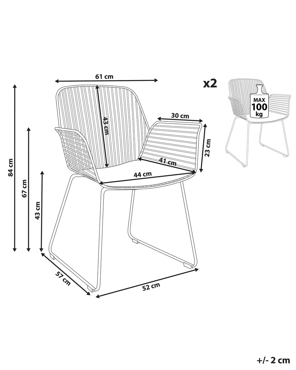 Set of 2 Dining Chairs APPLETON Metal Gold