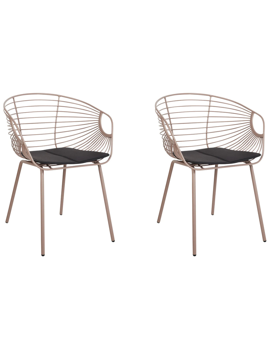 Set of 2 Dining Chairs HOBACK Metal Beige