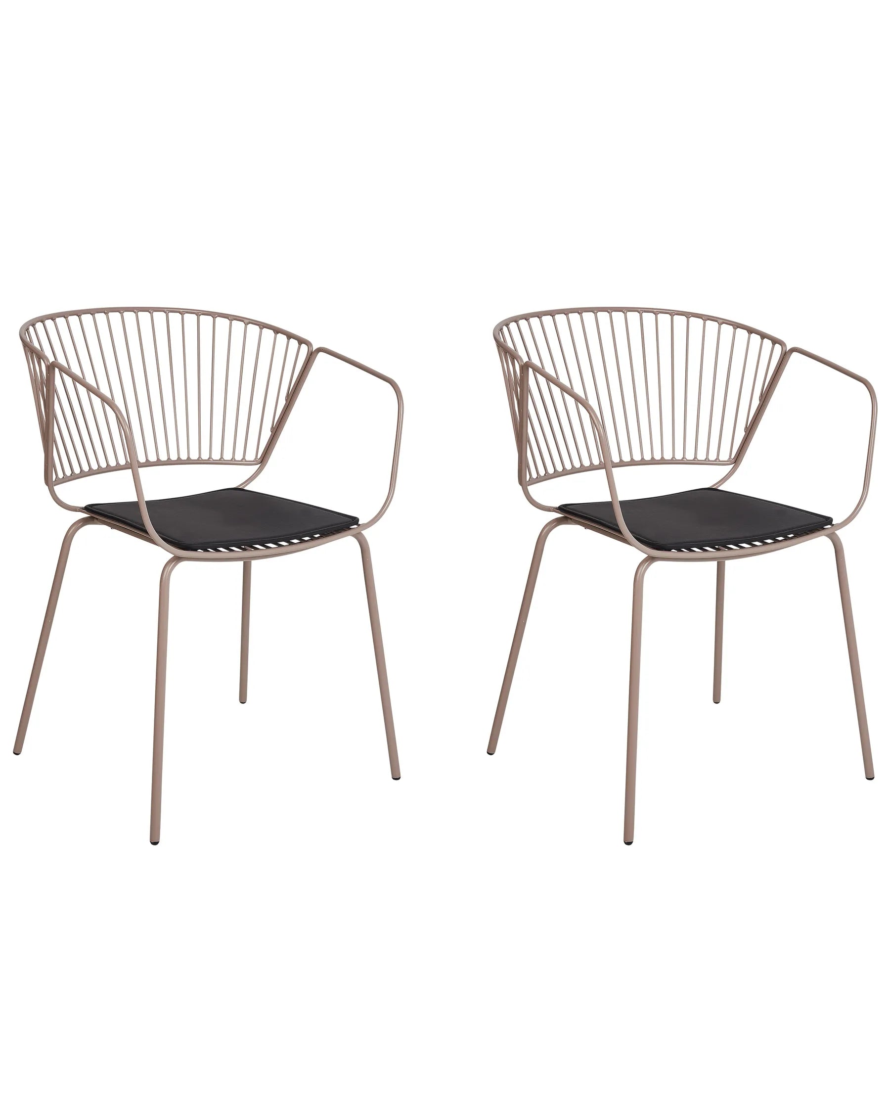 Set of 2 Dining Chairs RIGBY Metal Beige
