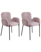 Set of 2 Dining Chairs ALBEE Fabric Pink