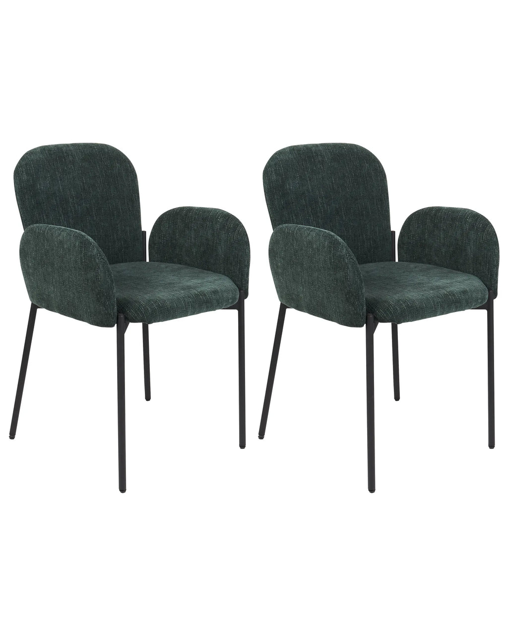 Set of 2 Dining Chairs ALBEE Fabric Dark Green