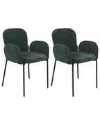 Set of 2 Dining Chairs ALBEE Fabric Dark Green