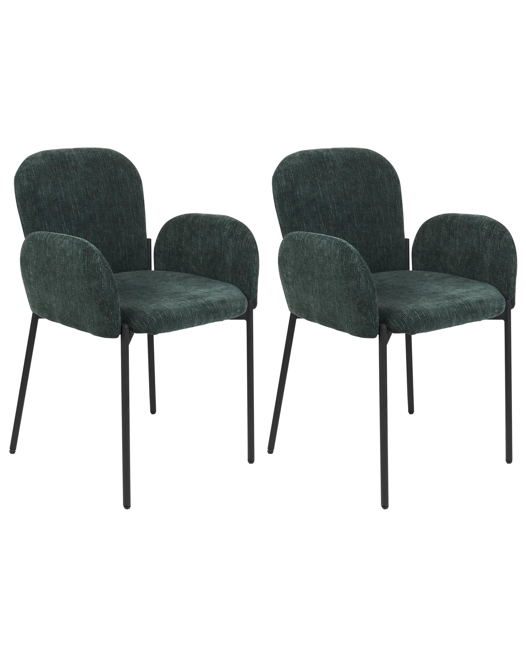 Set of 2 Dining Chairs ALBEE Fabric Dark Green