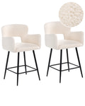 Set of 2 Bar Chairs SANILAC Boucle Off-White