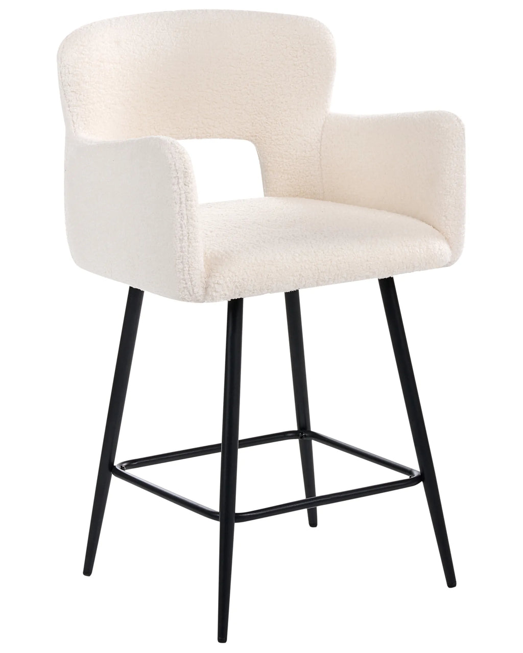 Set of 2 Bar Chairs SANILAC Boucle Off-White