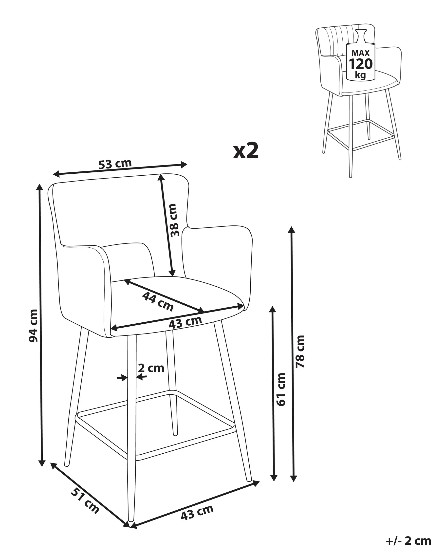Set of 2 Bar Chairs SANILAC Boucle Off-White