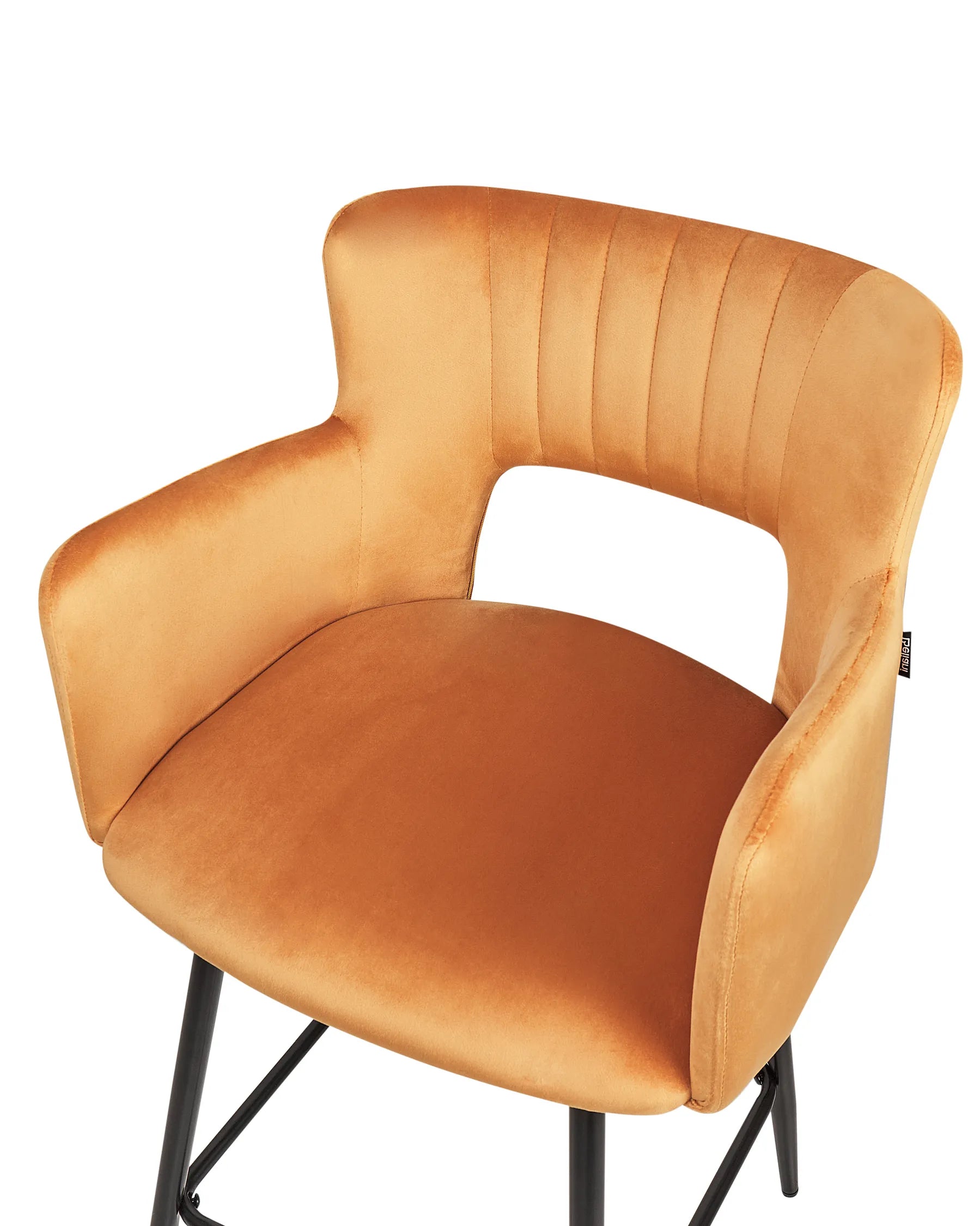 Set of 2 Bar Chairs SANILAC Velvet Orange