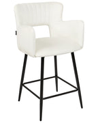 Set of 2 Bar Chairs SANILAC Velvet White