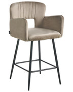 Set of 2 Bar Chairs SANILAC Velvet Taupe