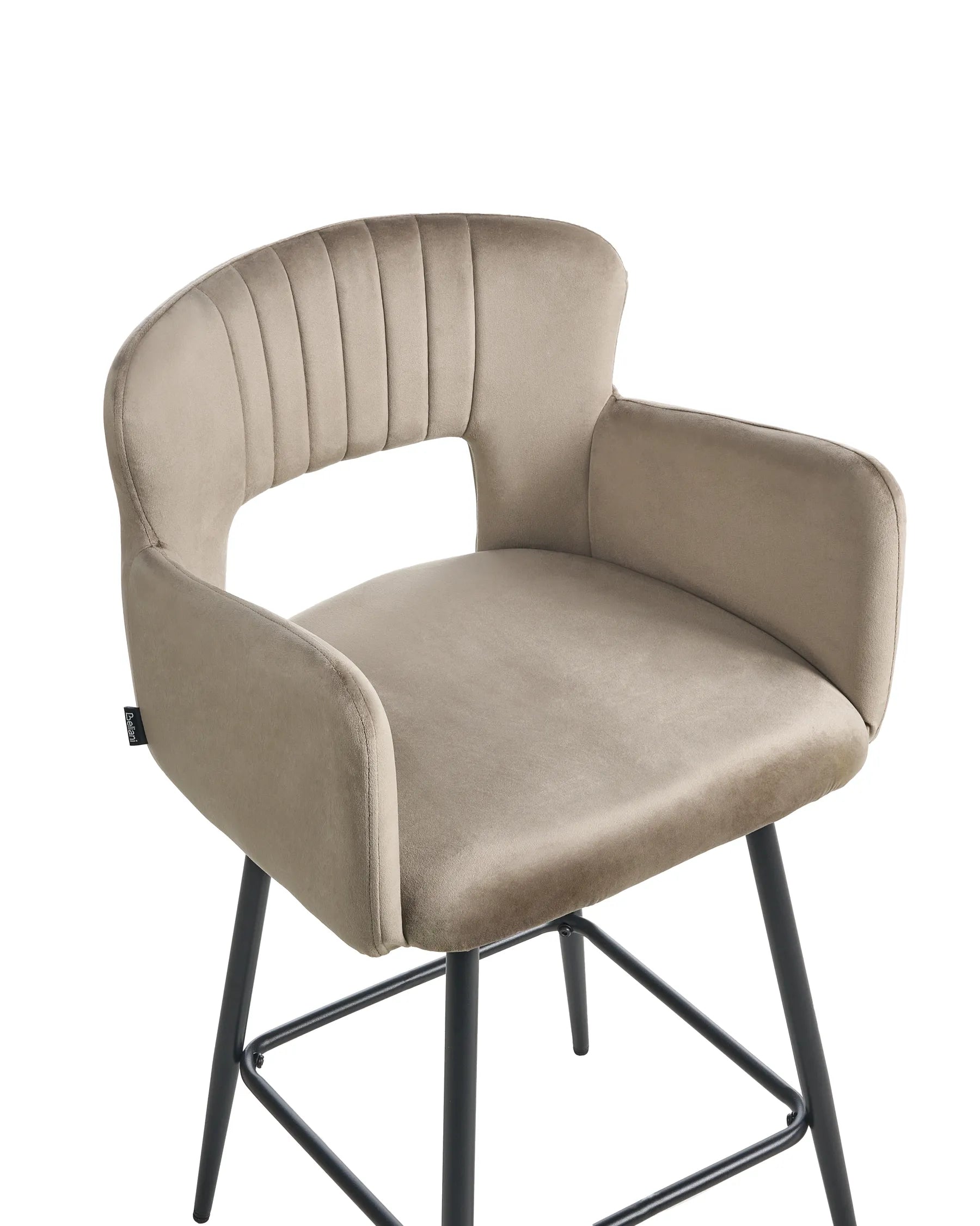 Set of 2 Bar Chairs SANILAC Velvet Taupe