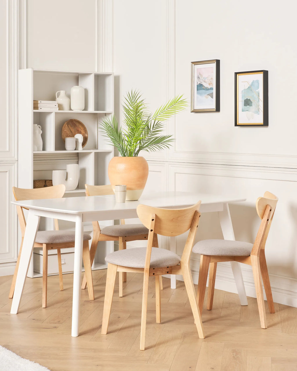 Set of 2 Dining Chairs ERIE Wood Light Brown/ Grey