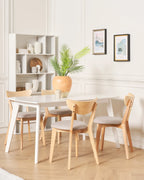 Set of 2 Dining Chairs ERIE Wood Light Brown/ Grey