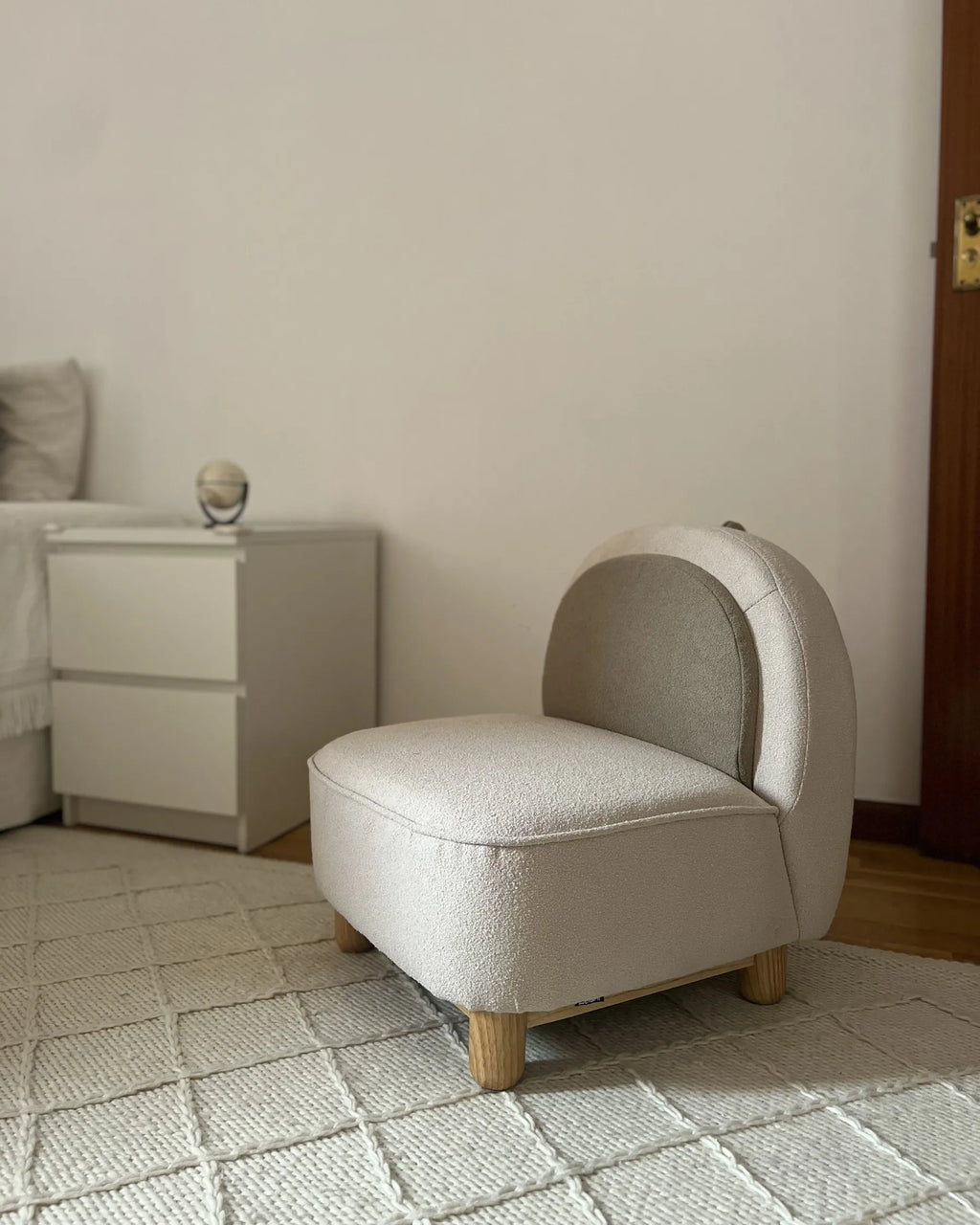 Kids Armchair Dinosaur FABORG Fabric Light Beige