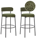 Set of 2 Bar Chairs ALLISON Boucle Green