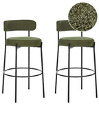 Set of 2 Bar Chairs ALLISON Boucle Green