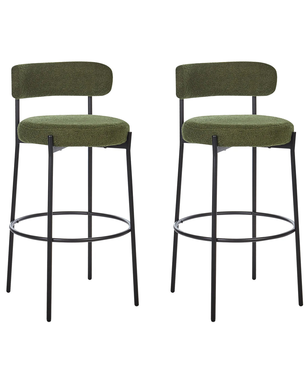Set of 2 Bar Chairs ALLISON Boucle Green