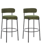 Set of 2 Bar Chairs ALLISON Boucle Green
