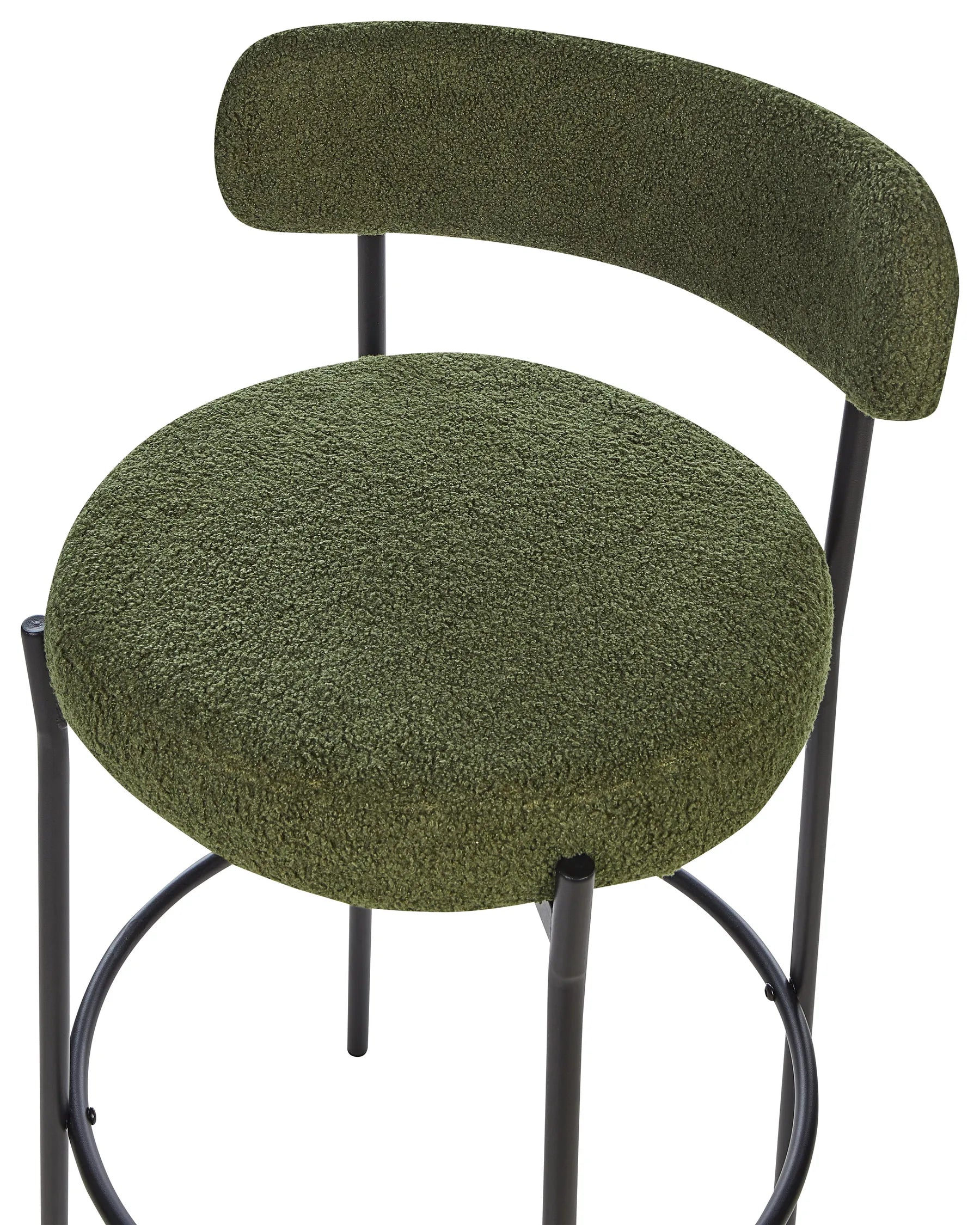 Set of 2 Bar Chairs ALLISON Boucle Green