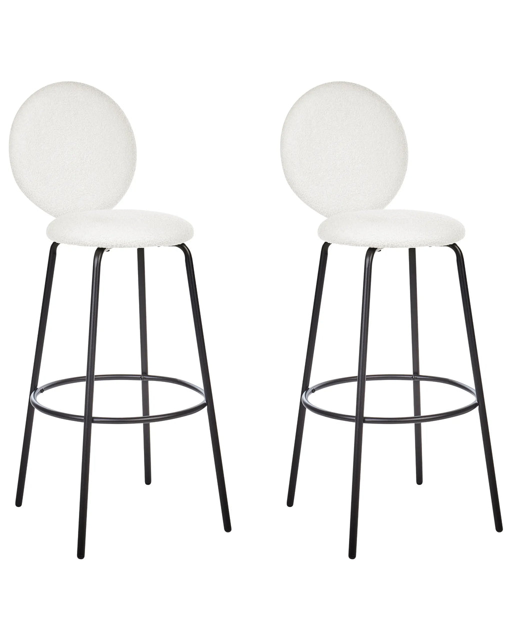 Set of 2 Bar Chairs EMERY Boucle White
