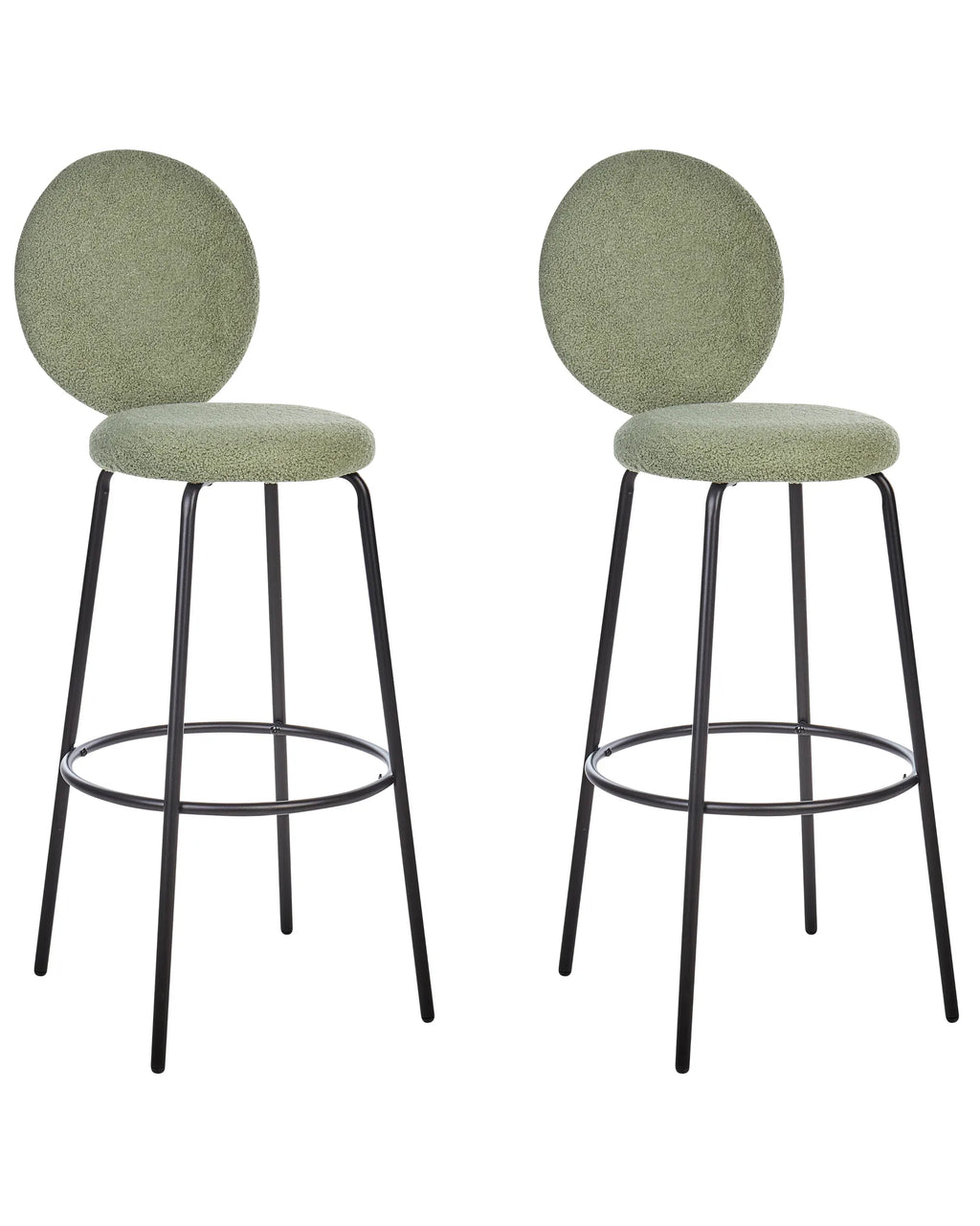 Set of 2 Bar Chairs EMERY Boucle Light Green