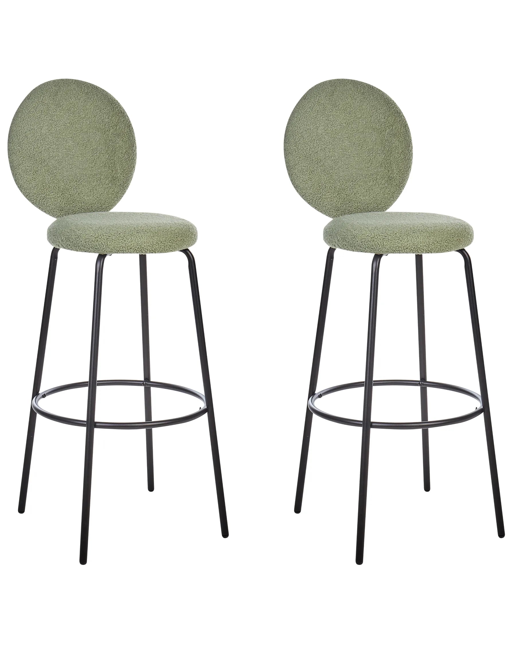 Set of 2 Bar Chairs EMERY Boucle Light Green