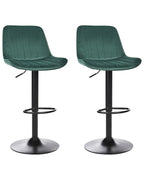 Set of 2 Bar Chairs DUBROVNIK Velvet Swivel Emerald Green