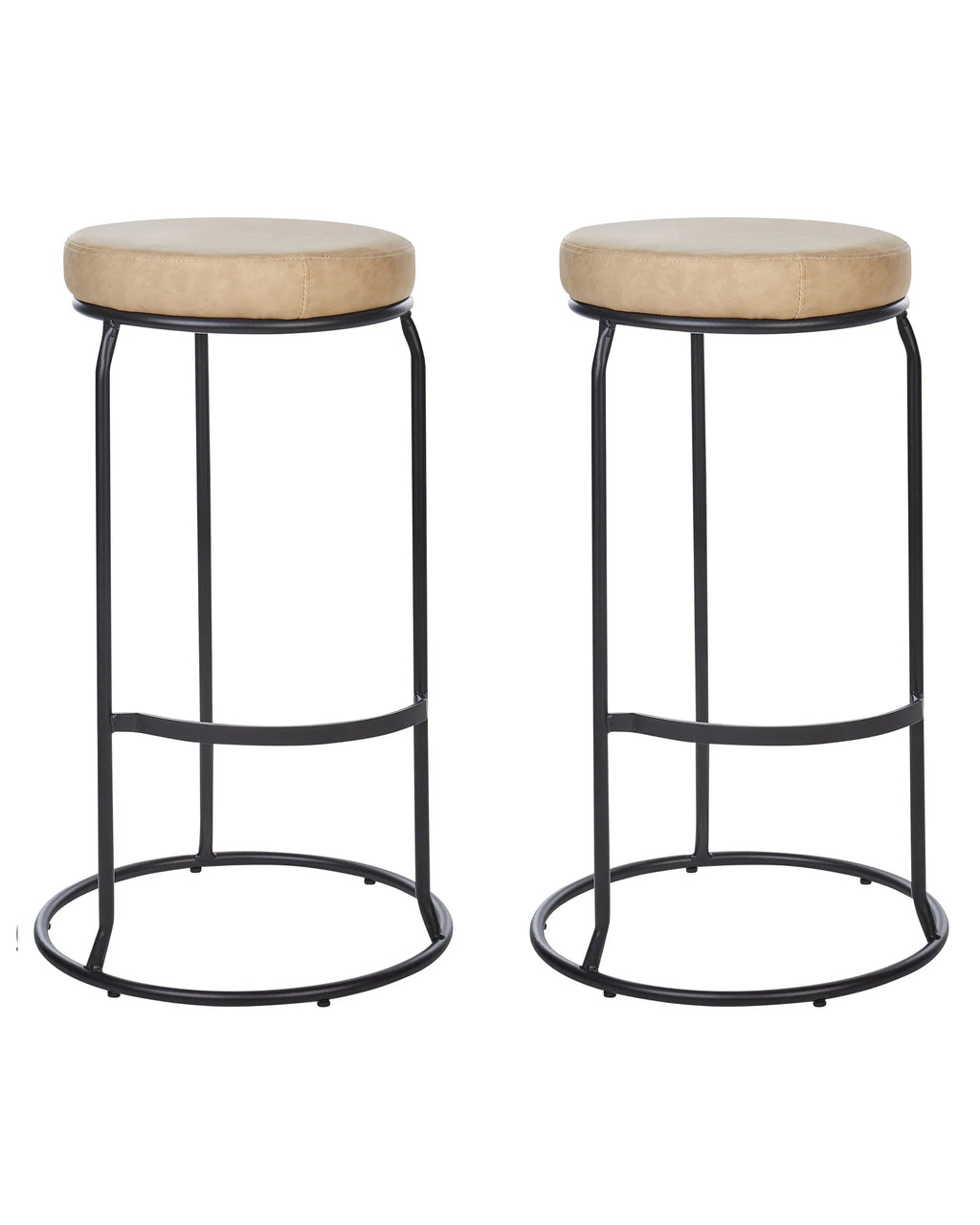 Set of 2 Bar Stools MILROY Faux Leather Beige