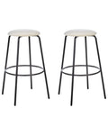 Set of 2 Bar Chairs MORTON Velvet Off-White