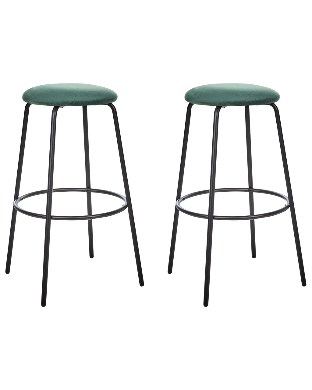 Set of 2 Bar Chairs MORTON Velvet Emerald Green