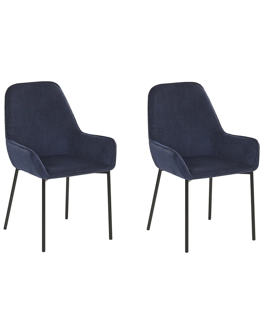 Set of 2 Dining Chairs LOVERNA Corduroy Dark Blue