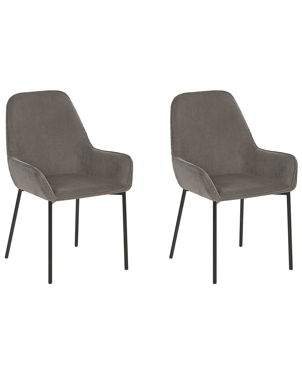 Set of 2 Dining Chairs LOVERNA Corduroy Grey