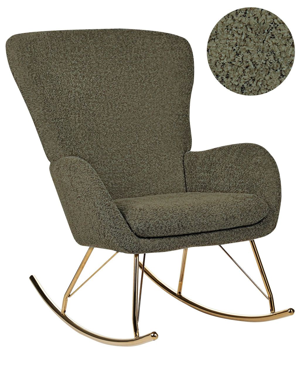 Rocking Chair ANASET Boucle Dark Green