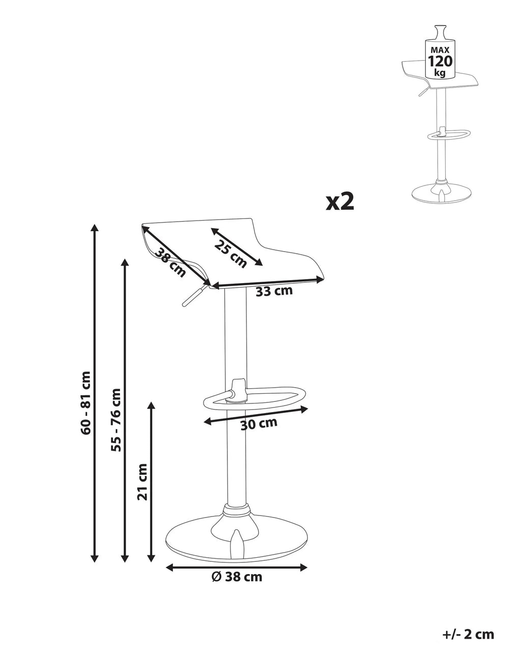 Set of 2 Bar Chairs NEUM Swivel Transparent