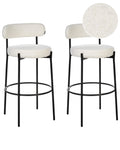Set of 2 Bar Chairs ALLISON Boucle White