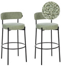 Set of 2 Bar Chairs ALLISON Boucle Light Green