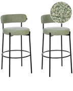 Set of 2 Bar Chairs ALLISON Boucle Light Green