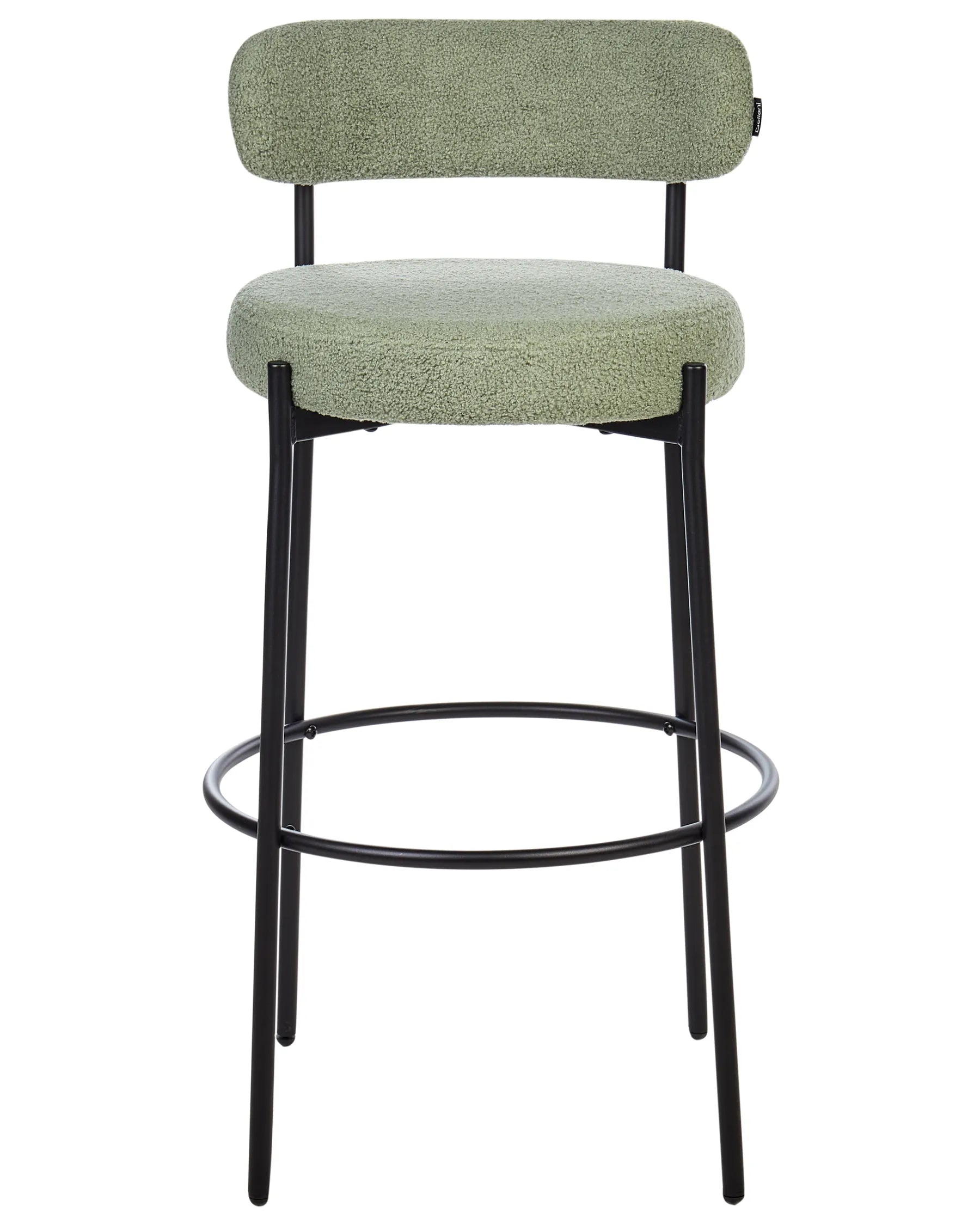 Set of 2 Bar Chairs ALLISON Boucle Light Green