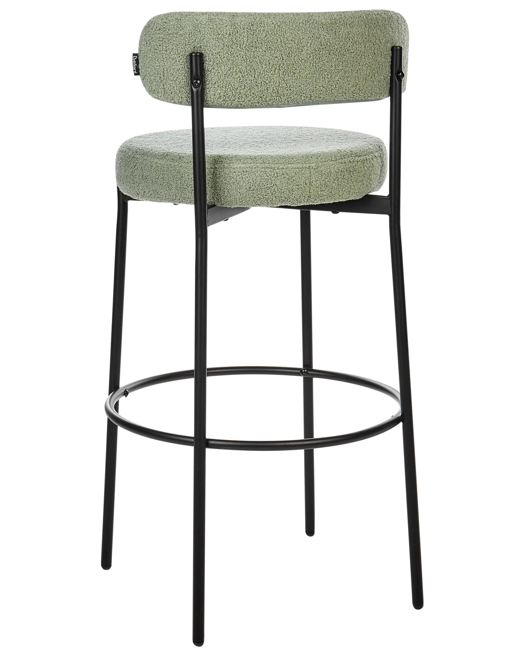 Set of 2 Bar Chairs ALLISON Boucle Light Green