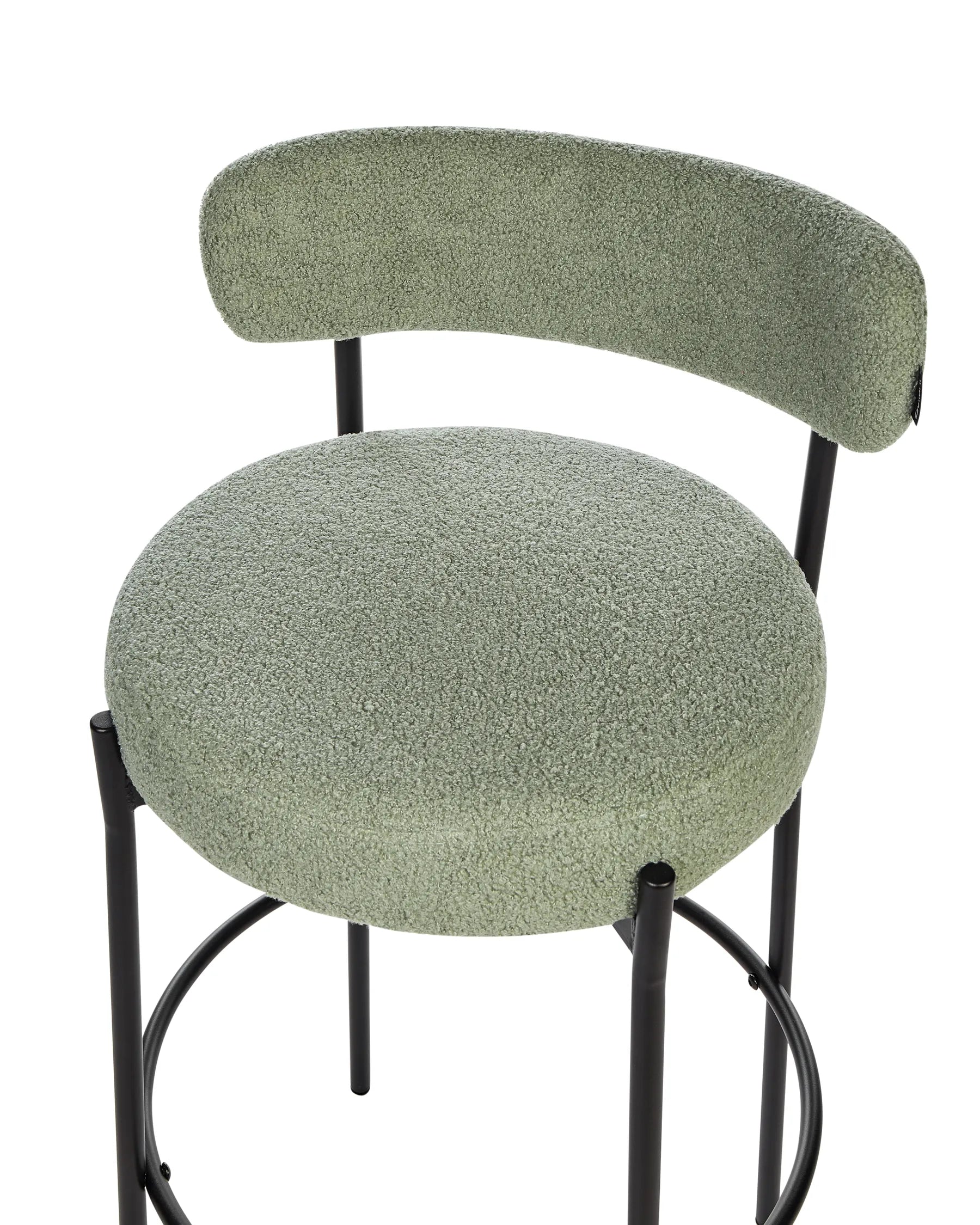 Set of 2 Bar Chairs ALLISON Boucle Light Green